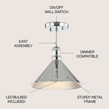 Nick 11" Metal LED Semi Flush Mount - JONATHAN Y